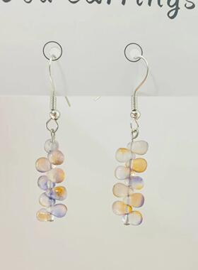 Lotu earrings-落日余晖葡萄手工串珠耳环