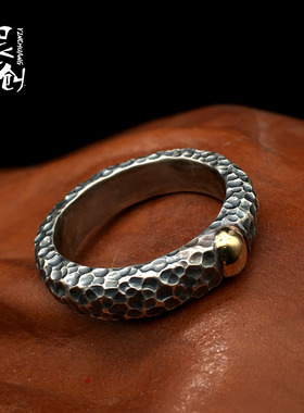 高桥吾郎纯银18k金情侣手工戒指