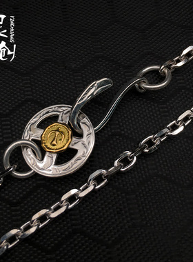 银创菊地健点金轮金鹰纯银太角链