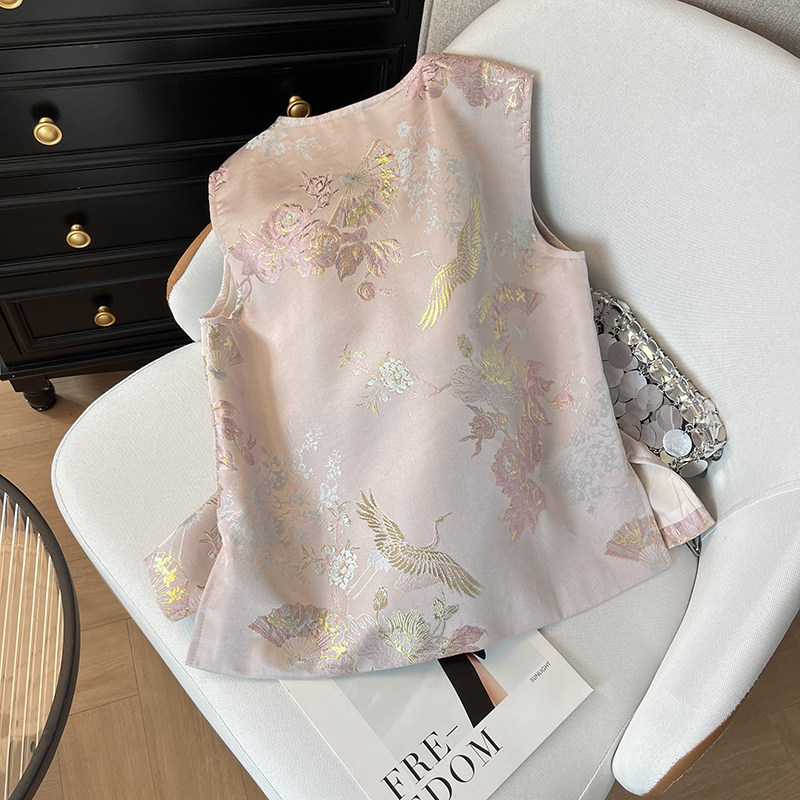 2025新中式缎面织金国风气质款马甲女式早秋爆款减龄温柔上衣外套,淘宝优惠券,粉丝福利购,淘宝优惠卷