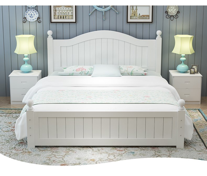 实木床现代简约韩式田园床双人床1.8米1.5欧式公主床儿童床单人床