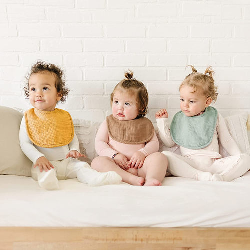 北欧婴儿口水巾春夏宝宝4层纯棉纱布吸水U型新生儿纯色简约围嘴潮 - 图0