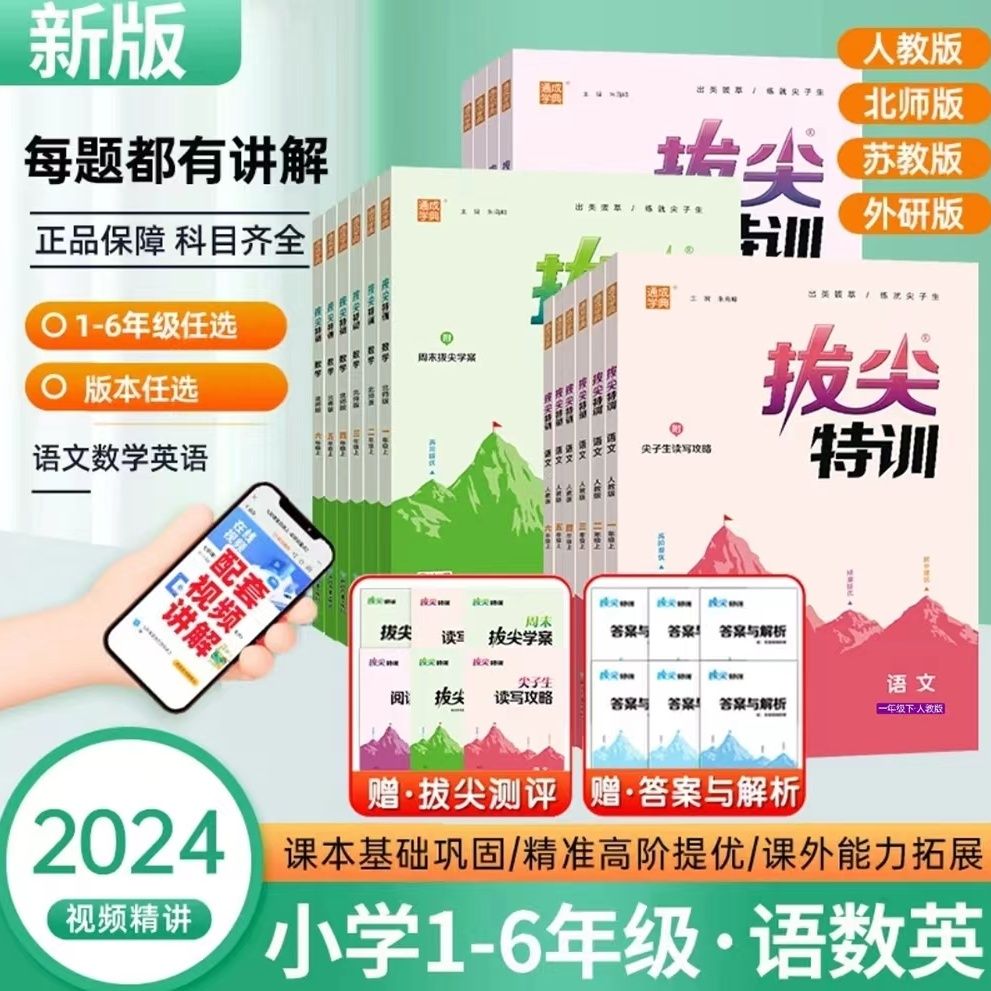 2024春通成学典拔尖特训小学生一年级二三四五六年级下册语文数学英语人教版北师大苏教版外研版课本同步提优训练课时练习题作业本-图2