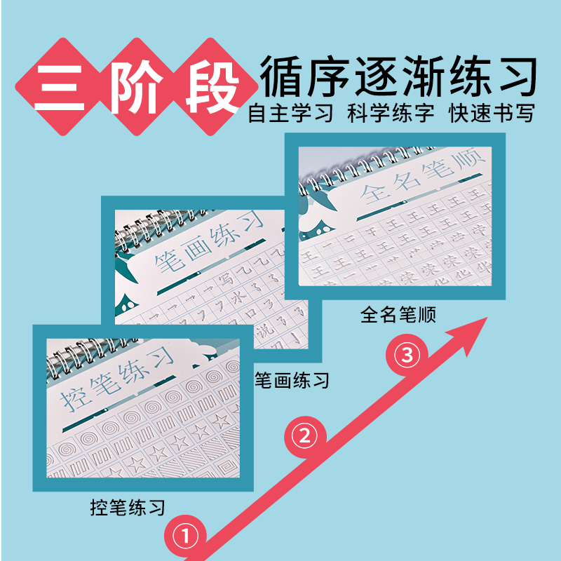 凹槽姓名练字帖练习儿童名字练字帖幼儿园姓名贴练自己名字的字帖 - 图2