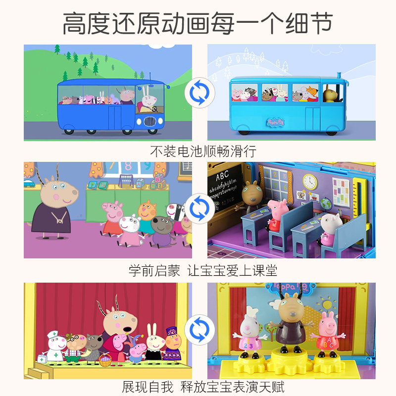 小猪佩奇课室巴士过家家益智公仔 小猪佩奇过家家玩具