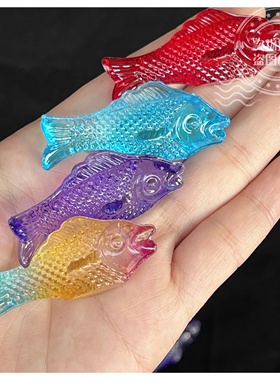 水晶彩色鲤鱼摆件装饰品