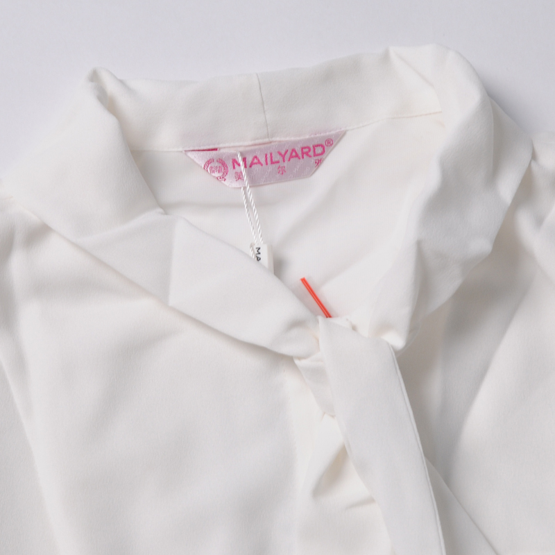 美尔雅女装长袖系带衬衫气质百搭女士白色衬衣170-图1