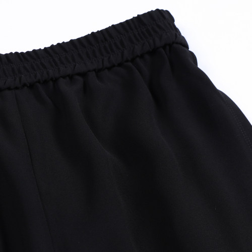 美尔雅女装松紧腰休闲裤 薄款宽松直筒舒适雪纺九分裤116-1 - 图1