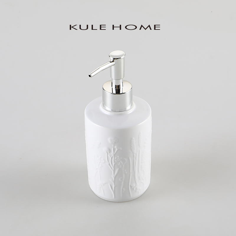 KULE HOME创意浮雕陶瓷酒店洗手液瓶子皂液器沐浴乳液瓶分装空瓶-图0