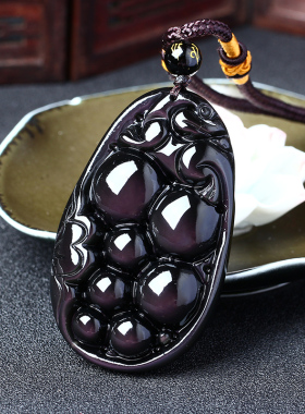 灵龟赐祐吊坠 招财转运铜钱龙龟挂件男女饰品黑曜石钥匙扣