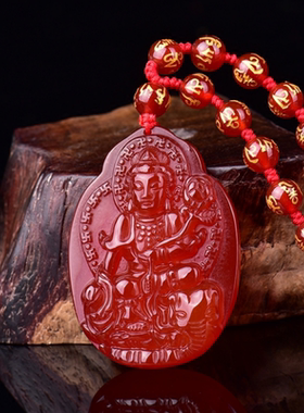 花边守护神属蛇红玛瑙吊坠项链