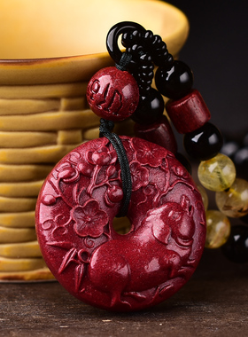 2026年喜柿连猪朱砂生肖平安扣吊坠项链玉猪吉祥物猪型猪形饰品