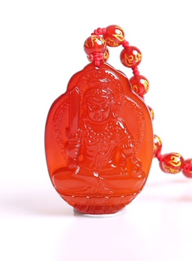 红玛瑙不动尊菩萨属鸡吊坠项链