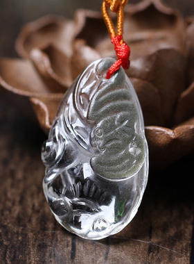 天然雕刻如意貔貅吊坠福鼠绿幽灵