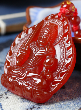 红玛瑙不动尊菩萨属鸡守护神吊坠