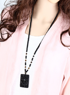 冰种黑曜石龙头关公吊坠男女款武财神关羽项坠饰品礼物