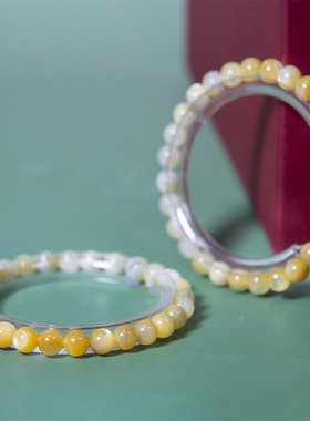 天然贝母黄金贝圆珠单圈手链女款