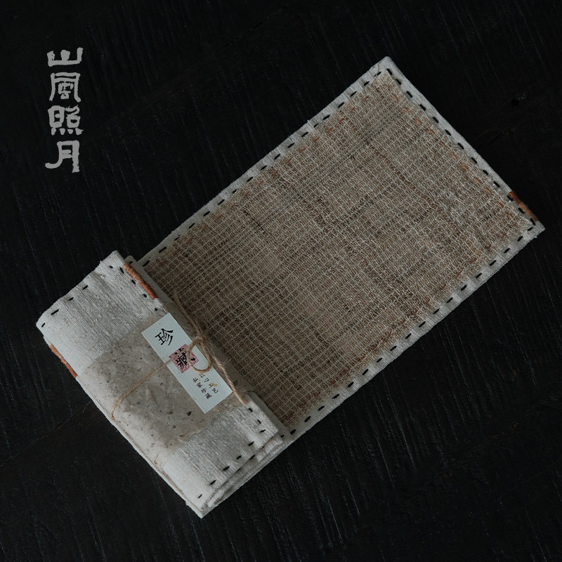 山风照月 自然文艺火麻线植物染老布料双面可用小茶席  27*14.5cm,淘宝优惠券,粉丝福利购,淘宝优惠卷