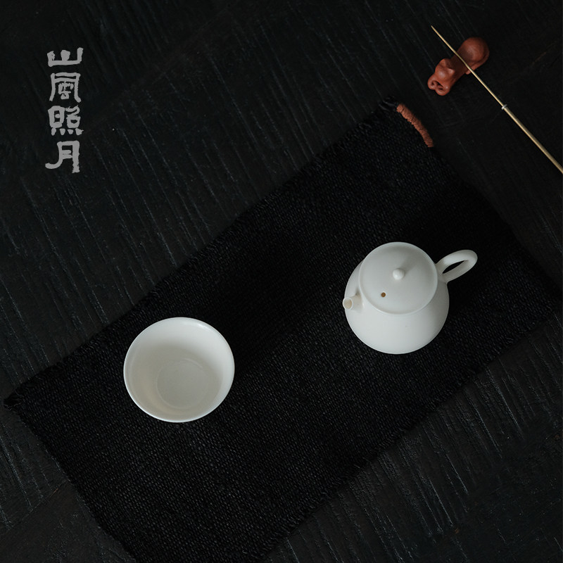 山风照月 自然文艺火麻线植物染老布料双面可用小茶席  27*14.5cm,淘宝优惠券,粉丝福利购,淘宝优惠卷