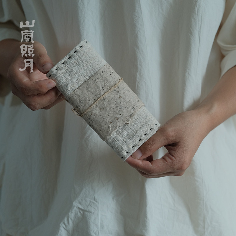 山风照月 自然文艺火麻线植物染老布料双面可用小茶席  27*14.5cm,淘宝优惠券,粉丝福利购,淘宝优惠卷