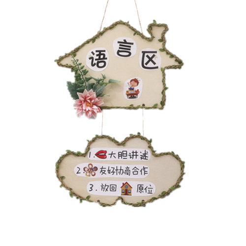 田园风森系空中吊饰幼儿园区角环创布置装饰区域分类规则木质挂件 - 图3