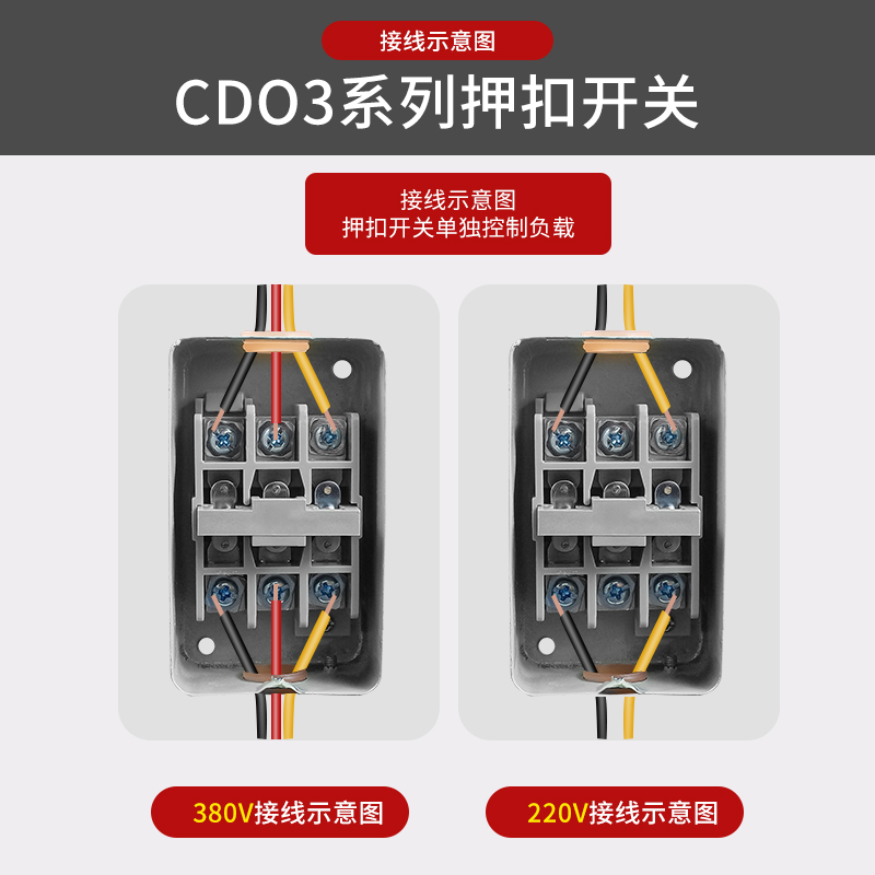 德力西押扣开关CDP3系列230动力控制按钮三相电机380v扣押BS230B - 图3