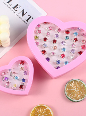 儿童环保树脂创意DIY指环礼盒女孩彩钻水晶戒指手工首饰套装