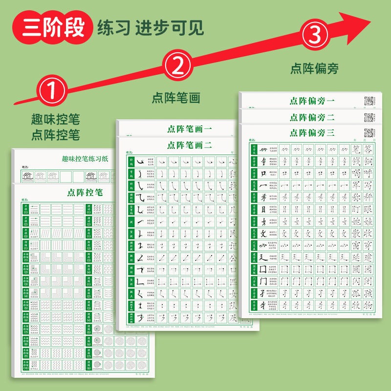 偏旁点阵控笔训练练字帖人教版语文同步练习笔画笔顺一二三四五六年级上册下册儿童硬笔书法临摹描红本初学者基础入门每日一练字帖 - 图0