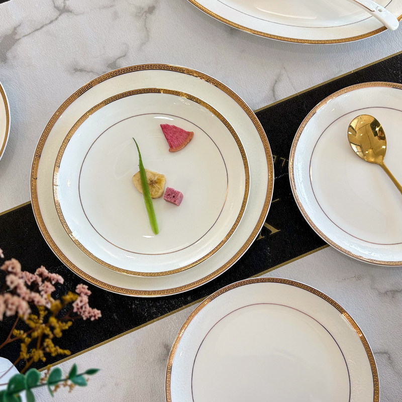 盘子碗套装自由组合家用中式金边陶瓷菜盘碟子骨瓷中式好看的碗碟,淘宝优惠券,粉丝福利购,淘宝优惠卷