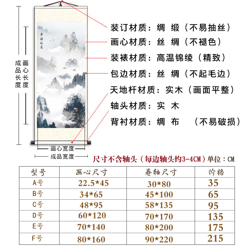 客厅宁静致远山水画挂画走廊过道玄关画办公室壁画入户玄关装饰画-图1