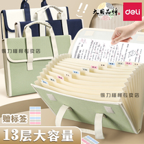 Able accordion bag Canvas Hand Folder a4 Exam Paper Collection Bag Junior High School Students Special Hand Large Capacity Exam Paper Clip Horizontal Harp Hand Carrying File Information Cashier Bag Classified Multilayer Book Clip