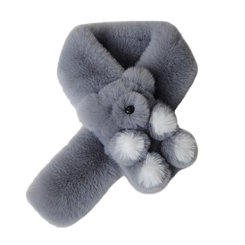 冬季獭兔毛儿童围巾保暖亲子小熊围脖加厚仿皮草双面绒脖套可爱女,淘宝优惠券,粉丝福利购,淘宝优惠卷