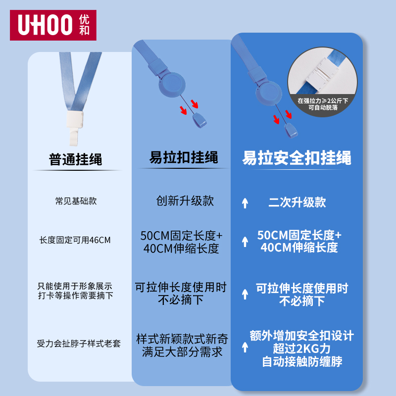 优和6616亚克力透明卡套工作证定制证件套工作牌胸牌卡套公交饭卡卡套门禁卡套学生咕卡挂牌校园卡套挂绳定制-图2