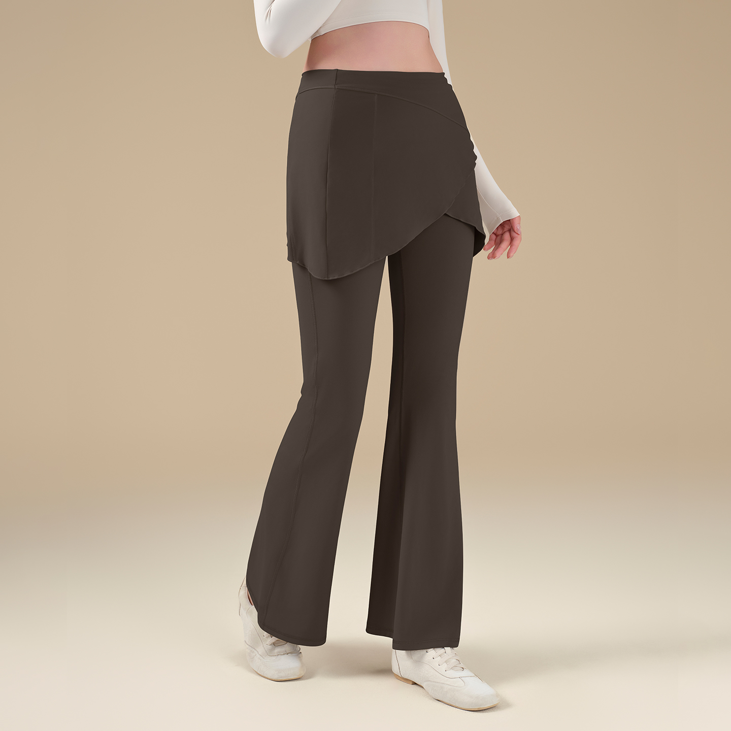 IuIu Yogo秋冬假两件屁帘瑜伽裤喇叭阔腿裤高腰提臀跑步健身长裤 - 图2