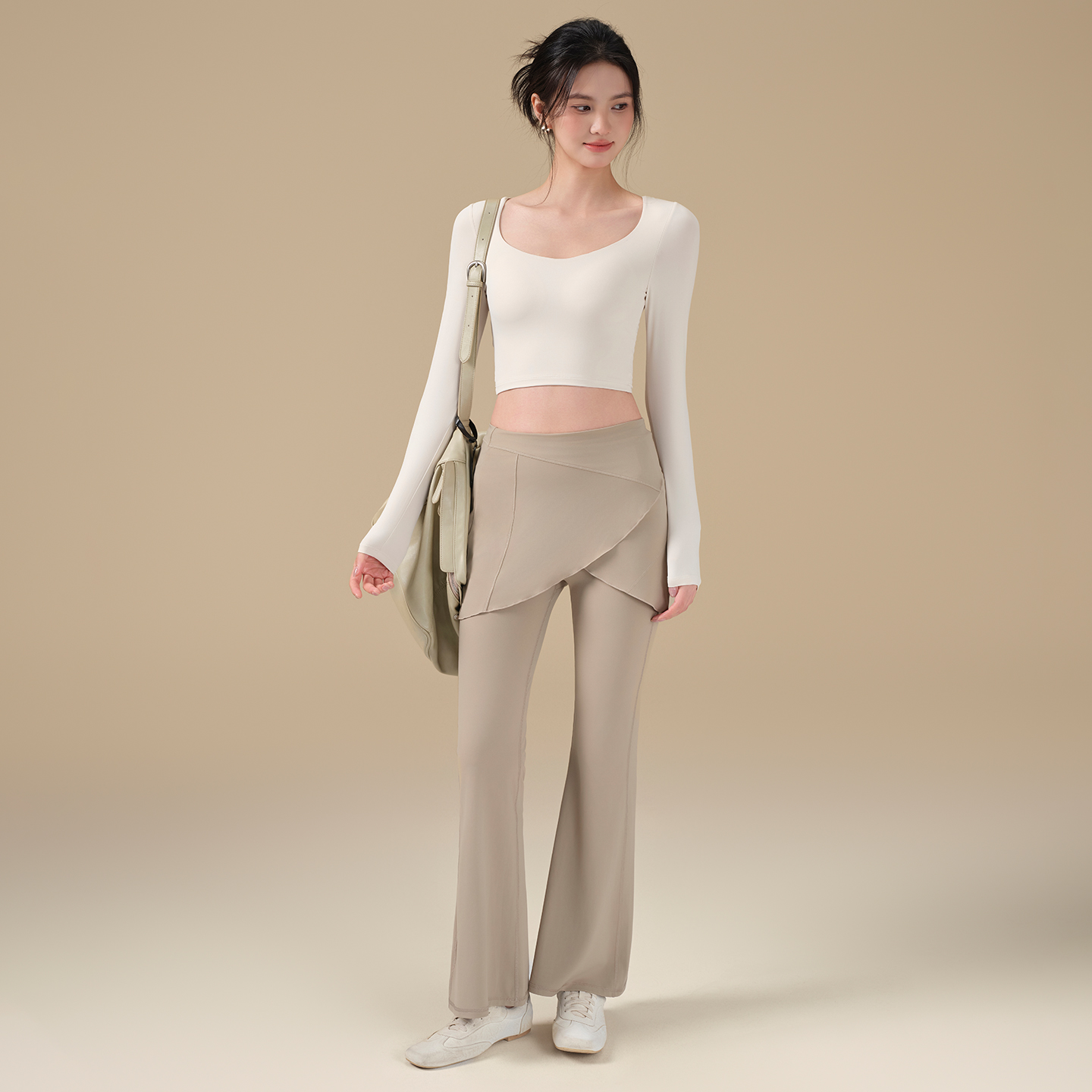 IuIu Yogo秋冬假两件屁帘瑜伽裤喇叭阔腿裤高腰提臀跑步健身长裤 - 图3