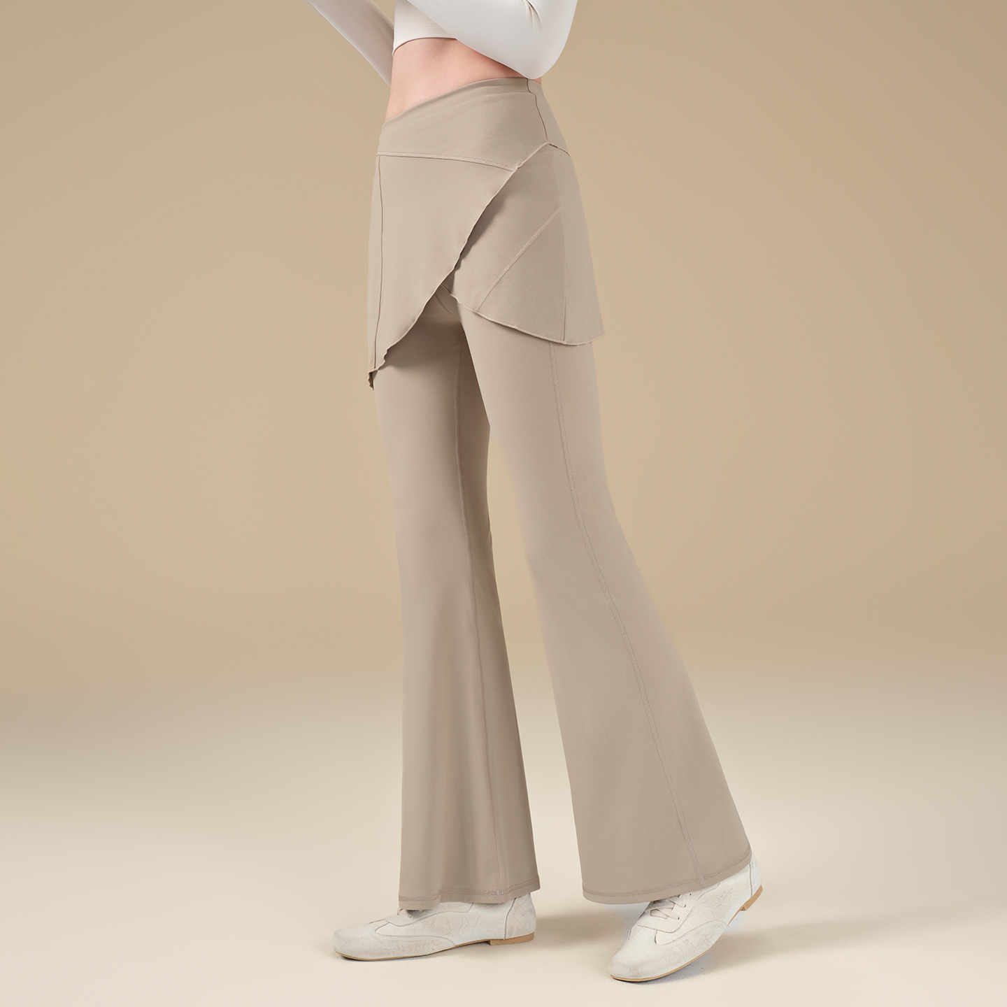 IuIu Yogo秋冬假两件屁帘瑜伽裤喇叭阔腿裤高腰提臀跑步健身长裤 - 图0