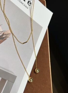 双球纯银长款女设计感项链