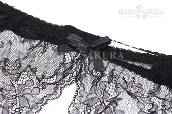 Feimu sexy temptation lace ultra-thin stockings black retro see-through transparent garter clip garter belt