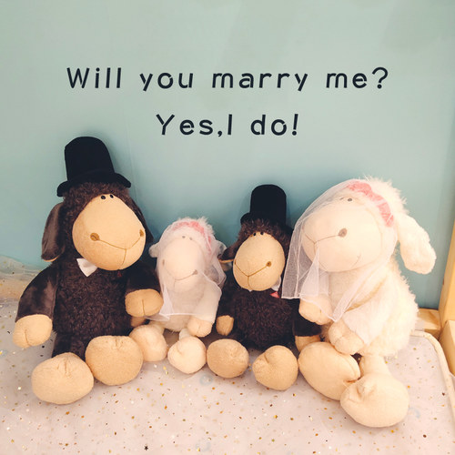 小羊公仔毛绒玩具玩偶可爱压床娃娃床上情侣一对结婚生日礼物女孩 - 图0