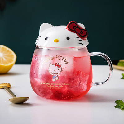 Hellokitty卡通高硼硅玻璃杯喝水