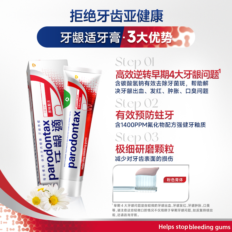 进口益周适parodontax牙龈适缓解牙龈出血原味牙膏90g舒适达含氟