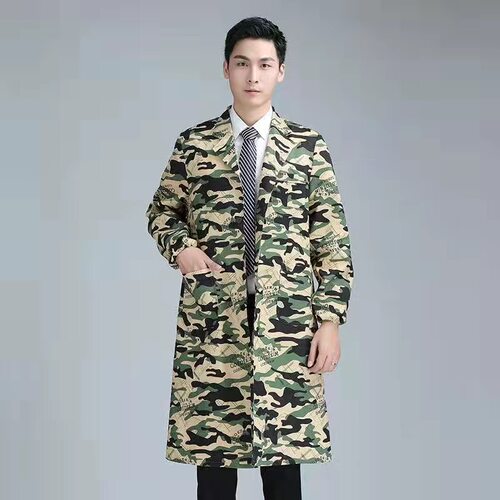 长袖干活穿蓝大褂防尘迷彩工作服男女可穿防污耐脏搬运护新衣长款 - 图1
