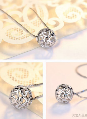 转运珠爱心吊坠锁骨链送女友项链