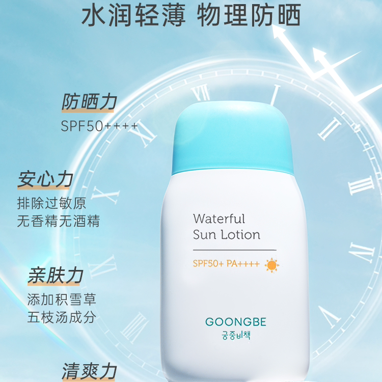 宫中秘策青少年防晒霜透气防晒乳液80g高倍物理学生官旗正品50spf