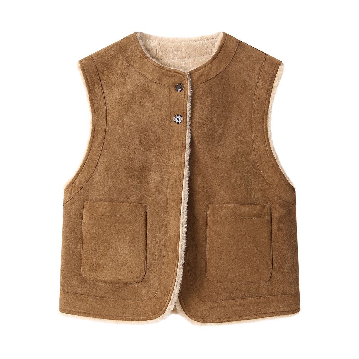 两面可穿皮毛一体女马甲新款羊羔秋冬加厚背心短款外套上衣百搭,淘宝优惠券,粉丝福利购,淘宝优惠卷