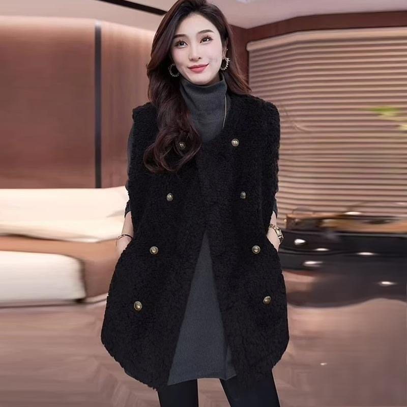 复古羊羔毛呢外套女2025新款爆款秋冬背心马甲皮毛一体保暖上衣女,淘宝优惠券,粉丝福利购,淘宝优惠卷