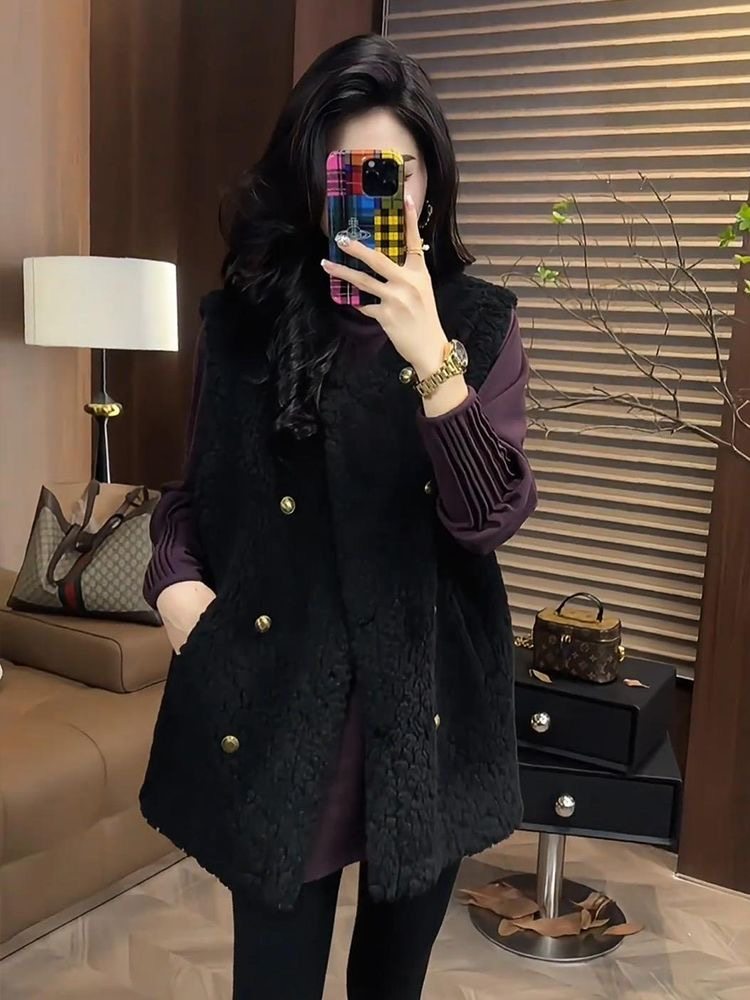 复古羊羔毛呢外套女2025新款爆款秋冬背心马甲皮毛一体保暖上衣女,淘宝优惠券,粉丝福利购,淘宝优惠卷