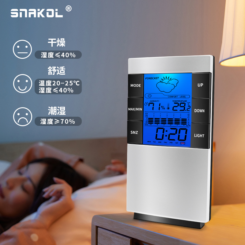 SNKOL电子温湿度计家用高精度室内室温计精准创意温度表天气背光-图0