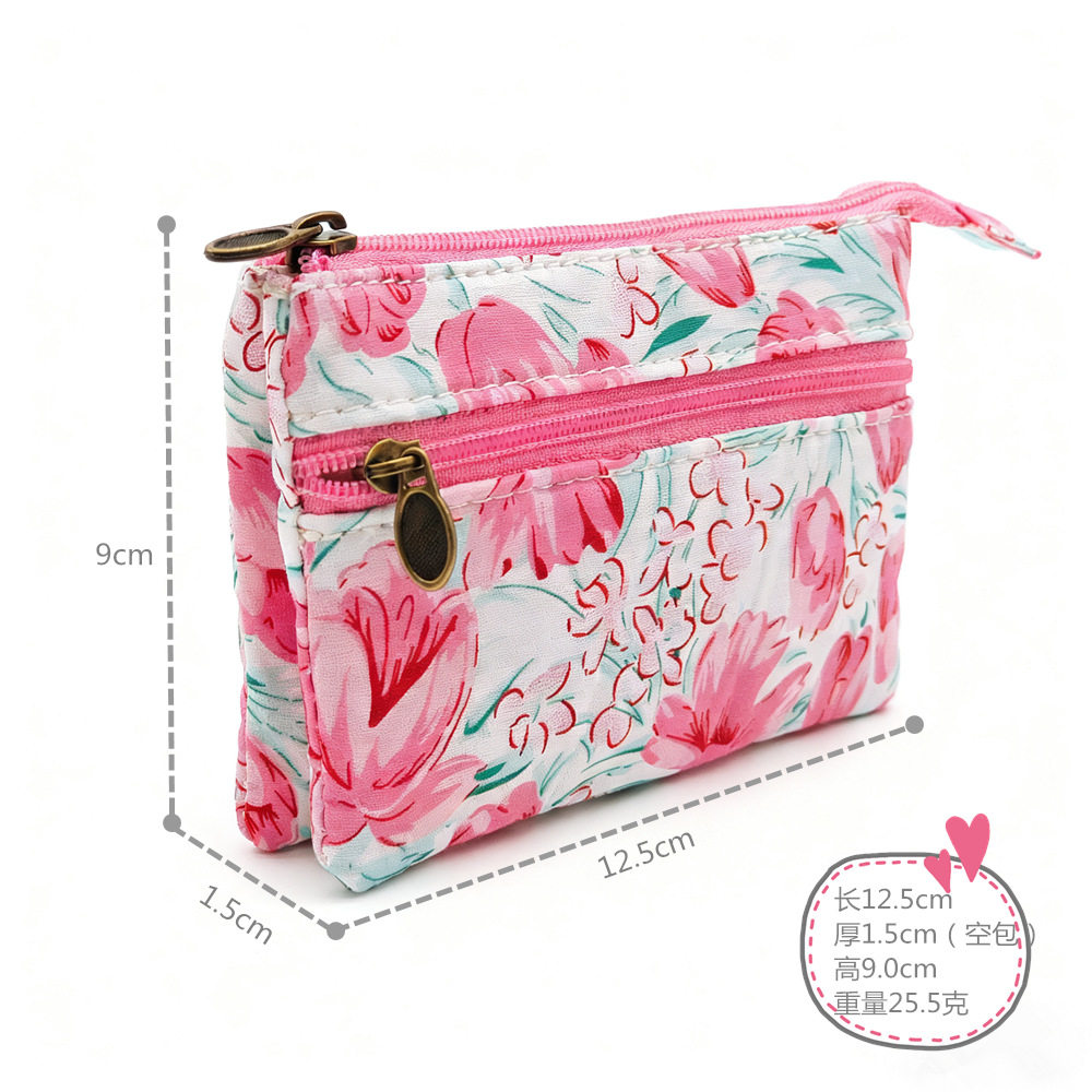 清新田园风油画风双拉4层棉布零钱包女生硬币袋银子袋证件包卡包,淘宝优惠券,粉丝福利购,淘宝优惠卷
