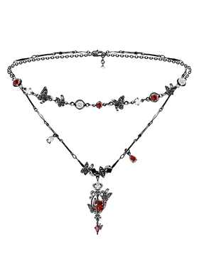 潮酷辣妹哥特风项链叠戴暗黑蝴蝶